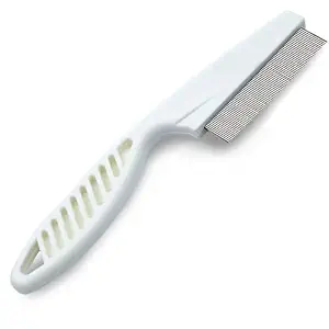SunGrow Detangling Pet Comb for Dogs, Cats, Ferrets, Anti-static Groomer Removes Tangles & Knots, Tear Stain Removal, Stainless Steel Pins with Rounded & Smooth Ends, White Non-slip Grip Handle, 7.4"