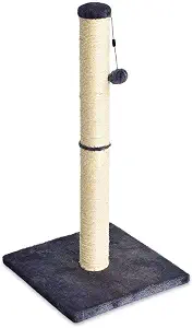 Basics Cat Scratching Post for Indoor Cats & Kittens, Medium (31.5"H), Cat Furniture with Dangling Ball Toy, Grey