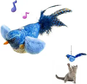 Interactive Chirping Bird Cat Toy with Catnip ? Automatic Self-Play & Exercise Toy for Indoor Cats, Soft Feathered Bird Design with Realistic Sounds, Perfect for Kittens & Small Dogs