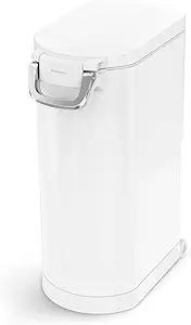 simplehuman X-Large Pet Food Storage Container, Holds 36-44 lb / 16-20 kg of Dry Dog Food, Cat Food, or Bird Seed, Airtight Lock-Tight Lid with Magnetic Scoop, BPA-Free, White Steel