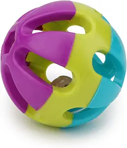 Hypeety Parrot Ball Toy Plastic Colorful Bird Chew Ball with Bells for Cage