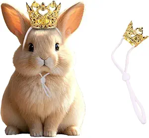 1PCS Crown Tiara Headband for Cat Dogs Puppy Birds Ducks Chicken Rabbit Hamster Pets Party Birthday Grooming Hair Accessories(Gold,Elastic)