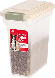 IRIS USA Dog Food Storage Container, Up to 13 lbs, Almond, Made in USA