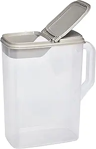 Buddeez Pet Food Storage Container - 8 Quart Capacity Dog / Cat Food & Bird Seed Container with Durable EZ Grip Handle, Flip Gray Lid (includes 1 Cup Clear Scoop)