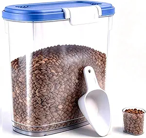 10-15 Lbs Dog Cat Pet Food Storage Container Airtight, Slim Dry Food Bin
