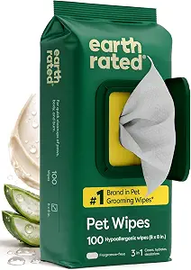 Earth Rated Dog Wipes for Paws & Butt, Deodorizing, Unscented, 100ct