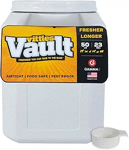 Vittles Vault Airtight Pet Food Storage Container + Scoop, Fits Up to 50lbs