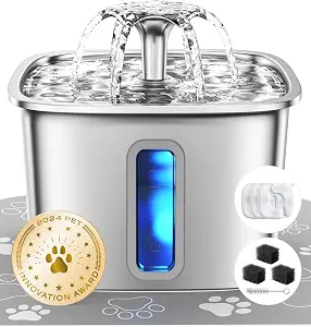 Veken Innovation Award Winner Stainless Steel Cat Water Fountain, 108oz, C1