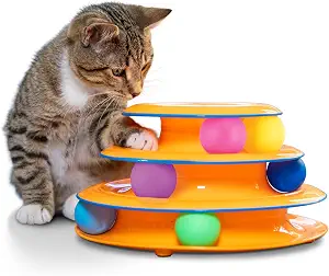 Catstages Tower of Tracks Interactive Cat Toy, 6 Spinning Balls, 10" x 5.3"