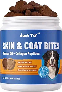 Just Try Dog Skin & Coat Bites with Salmon Oil Dog Allergy Chews 10.58 oz