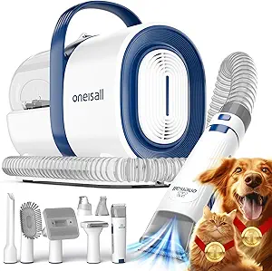 oneisall Dog Grooming Vacuum,7 in 1 Grooming kit Tools with Low Noise