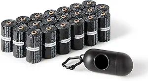 Basics Dog Poop Leak Proof Bags with Dispenser and Leash Clip, Unscented, 13" x 9" Large Size, 300 Count