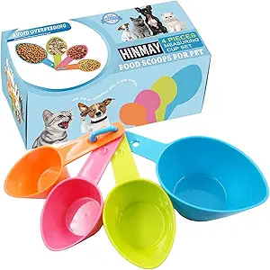 HINMAY Pet Food Scoops Plastic Measuring Cups Set for Dog Cat and Bird Food
