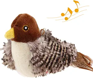 Gigwi Chirping Bird Cat Toy for Indoor Cats, Interactive Hangable Bird Cat Toy with Real Bird Sound and Feather, Automatic Bird Toy for Cats Exercise & Kicker to Self Play?No Flapping?