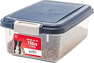 IRIS USA Dog Food Storage Container, Up to 11 lbs, Navy, Made in USA