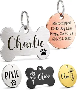 Ultra Joys Personalized Dog Tags - Large Silver Bone Dog Cat Pet ID Tag