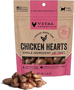 Vital Essentials Freeze Dried Raw Chicken Hearts Cat Treats, 0.8 oz Bag