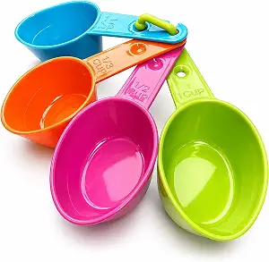 Rypet Dog Food Scoop Set of 4 - Plastic Measuring Cups for Dog, Cat and Bird Food (Random Color)