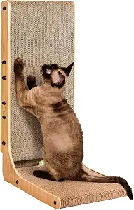 EHEYCIGA Cardboard Cat Scratcher for Indoor Cats, 26.8 Inch, Brown