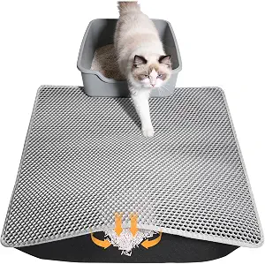 Cat Litter Mat 24"x15", Double Layer Waterproof Litterbox Mat, Gray