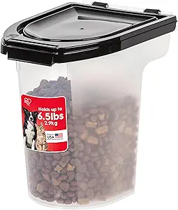 IRIS USA Dog Food Storage Container, Up to 6.5 lbs, Black, Made in USA