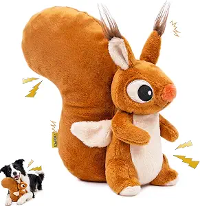 Squirrel Plush Dog Toy with Squeaker & Crinkle Paper Interactive Stuffed