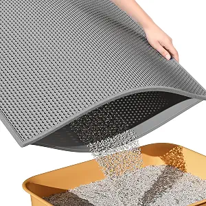 ESTHELLO Cat Litter Mat Honeycomb Double Layer Design 24?? x 15?? Gray
